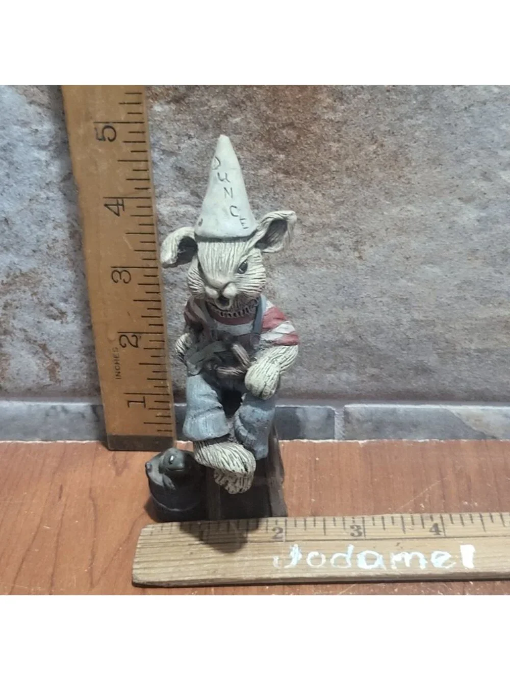 Sarahs Attic Folk Art Rabbit Figurine Conical Dunce Cap